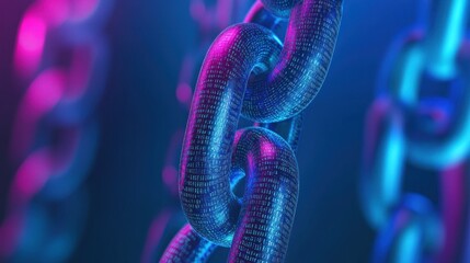 Poster - Cybersecurity: Digital Chain Link, Data Encryption, and Secure Network