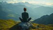 © isend - Peaceful Mountaintop Meditation: A Woman Finds Serenity Amidst Majestic Alps