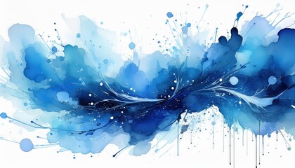 Poster - Vibrant Blue Abstract Watercolor Splash Art A Captivating Blend of Color and Movement