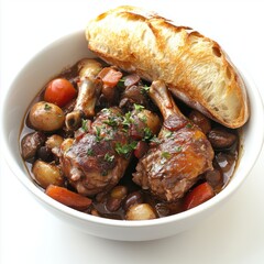 Wall Mural - French Coq au Vin with Crusty Baguette