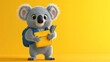 © SlashStd - Cute koala cartoon character with backpack and pencils ready for school.