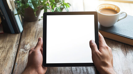 hands holding electronic device