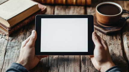hands holding electronic device
