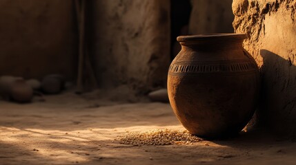 Wall Mural - Rustic Clay Pot in Warm Natural Light