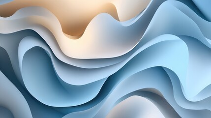 Poster - Abstract modern minimalism with flowing shapes and geometric layers on a neutral gradient.
