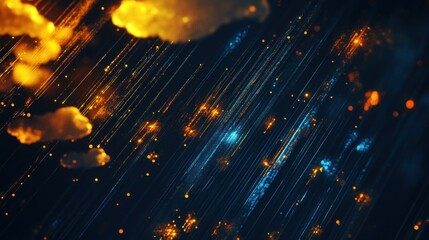 Poster - Abstract Digital Art: Celestial Rain of Light and Energy