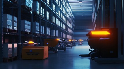 Poster - Automated Warehouse with Drones and Forklifts