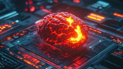 Poster - Minimalist D design of a glowing anatomical brain structure on a futuristic interface.