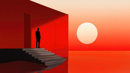 Poster - Sleek minimalist digital composition with clean shapes, gradients, and ample negative space.