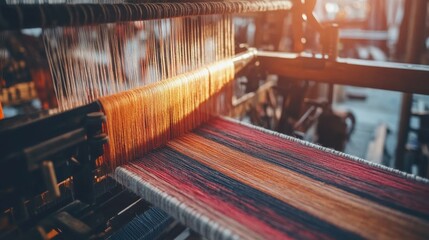 Wall Mural - Vibrant Textiles on a Traditional Weaving Loom