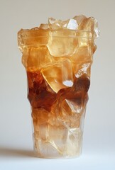 Poster - Intricate and Artistic Cup of Ice, Capturing Reflections and Shadows of a Chilled Beverage in a Unique and Abstract Sculptural Form