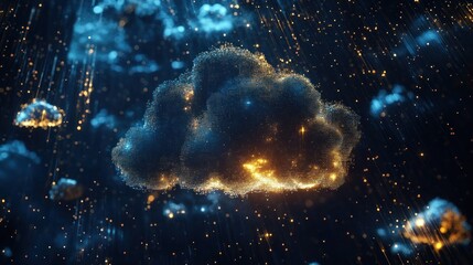 Poster - Glowing Cloud Computing Network: Abstract Digital Art