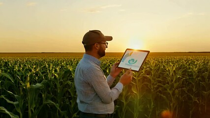 digital harvest contemporary using field concept crop modern corn esg tablet technology review a practices performance agriculture application farmer farmer corn field digital tablet harvest crop
