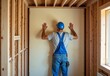 © Eliane - Professional Craftsman Fitting Insulation Panels into Wooden Walls for Energy Efficiency in Home Renovation