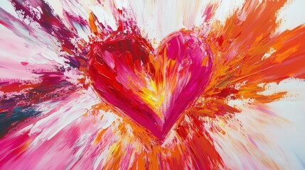 Poster - painting with bold strokes of red, pink, and orange, symbolizing the fiery passion and excitement of