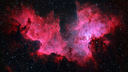 Wall Mural - Cosmic Nebula: A breathtaking view of a vibrant red nebula against a backdrop of countless stars in the vast expanse of space.