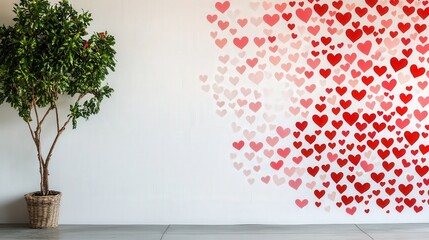 Aufkleber - gradient wall blending white and red heart stickers into a beautiful ombr effect for Valentine's Day