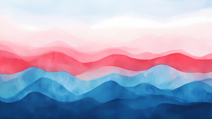 Wall Mural - abstract background. alligoric landscape. sky sea mountains. smooth wavy lines. gradient from red to