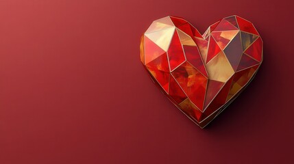 Poster - heart shape designed with geometric patterns in shades of red and gold, giving it a contemporary Valentine vibe.