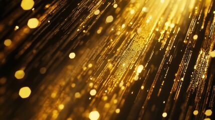 Poster - Golden Abstract Light Streaks and Glowing Particles