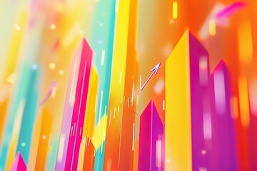 Poster - Colorful cityscape with a clock showing the time as 10:30
