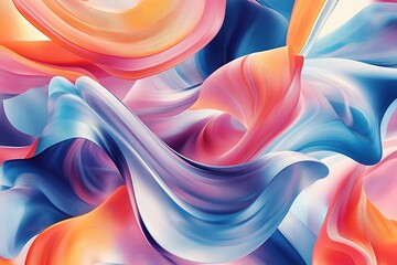 Poster - colorful, abstract painting with a blue and orange swirl
