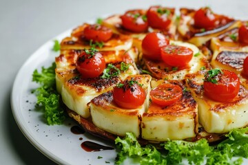 Poster - Salad with grilled Halloumi tomatoes and lettuce nutritious dish