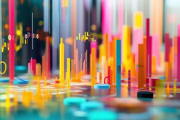 Poster - Colorful cityscape with buildings and a skyline