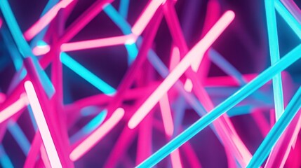 Poster - Abstract Neon Lights: Pink and Cyan Glowing Lines