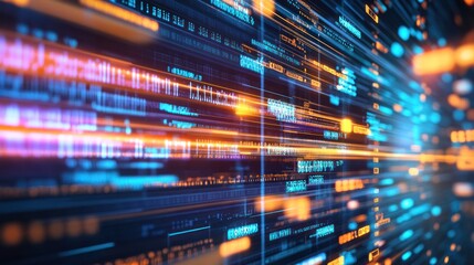 Poster - abstract digital data stream: a mesmerizing visualization of high-speed data transfer and informatio