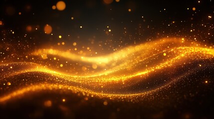 Poster - Sparkling golden waves of light create a mesmerizing and dynamic background with a magical glow, ideal for projects requiring elegance and sophistication.