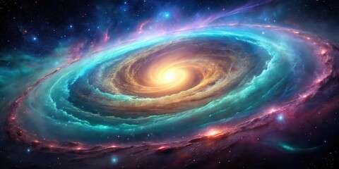 Wall Mural - a celestial tapestry of vibrant hues and cosmic swirls, unveiling the mysteries of a distant galaxy