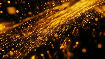 Poster - Golden Abstract Glittering Particles Background