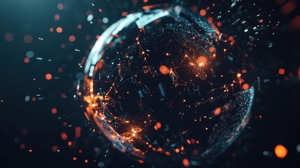 Poster - digital global network: a futuristic abstract representation of worldwide connectivity