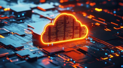 Poster - Glowing Cloud Computing Network Data Center Digital Technology