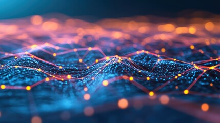 Poster - Abstract Digital Landscape: Network Connections, Data Flow, Cyberspace Visualization