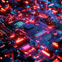 Poster - Neon Circuit Board: A Digital Abstract
