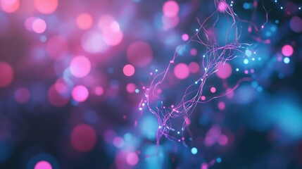 Poster - Abstract Neon Lightscape: Glowing Filaments and Bokeh