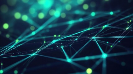 Poster - Abstract Network Connection: Teal Digital Data Stream
