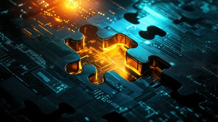 Poster - Technological Puzzle:  A Digital Jigsaw Representing Innovation and Connectivity