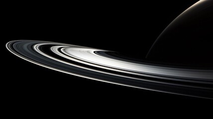 Wall Mural - Closeup view of saturn's rings outer space astronomy imagery dark environment realistic composition