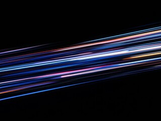 Poster - Dynamic light trails urban setting abstract nighttime perspective spacetime rift concept