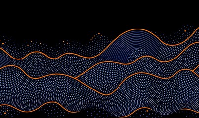 Poster - Vibrant yellow and blue abstract design, playful wave patterns create a lively atmosphere, perfect for modern decor or digital backgrounds.