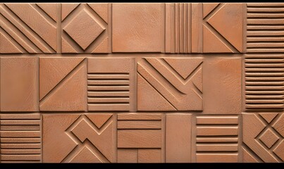 Poster - Geometric Ceramic Elegance, intricate laser-engraved patterns adorn a sleek mat, showcasing modern design and craftsmanship in ceramic art.