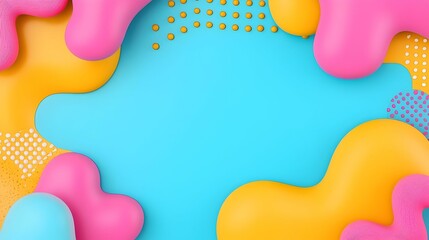 Poster - Pastel Geometric Harmony, a vibrant interplay of soft yellow and blue shapes creating a dynamic abstract composition full of energy and movement