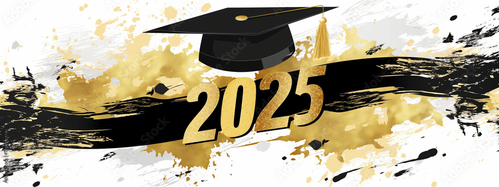 Celebration design featuring 2025 in gold with graduation cap for ...
