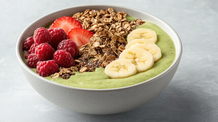 Wall Mural - colorful smoothie bowl with fresh fruits, granola, and chia seeds