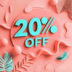 Poster - Pastel color discount 20% off Teal Typography Layout, a vibrant design featuring bold teal text on a striking background, showcasing modern graphic aesthetics.