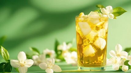 Wall Mural - Refreshing Iced Tea with Jasmine Blossoms