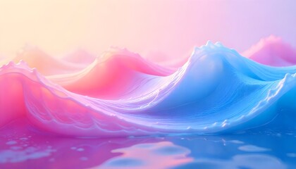 Leinwandbilder - Vibrant abstract waves flowing in bright pastel colors, enhanced by smooth gradient lights that create a dynamic, soft, and fluid atmosphere